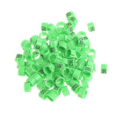 100-Pack 8mm Bird Leg Bands With Numbers Pigeons Foot Bands Clip Rings For Chicken For Quail Poultry Parrot Toys African Grey For Small Parrots For Large Birds Conure Macaw Parrot Toys Parts, White