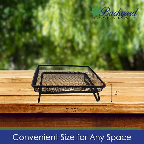 Ground and Deck Tray Feeder for Birds and Squirrels | Black Steel Mesh Tray Feeder - Holds 2 Cups of Seed, Nuts, or Mealworms for Ground Birds, Squirrels, Chipmunks, and Rabbits