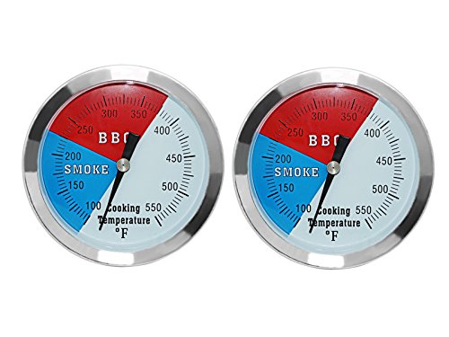3 1/8 Inch Grill Thermometer 2 Pack Replacement for BBQ Grill and Smoker | Large Face BBQ Thermometer and Smoker Temperature Gauge Replacement for Oklahoma Joe's Charcoal Grill and Wood Smoker Pit - color: 2 Pack