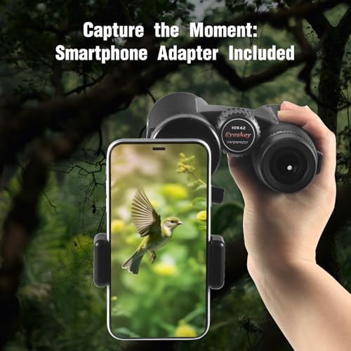 10x42 HD Binoculars for Adults High Powered with Low Light Night Vision – Lightweight Waterproof Binoculars with Smartphone Adapter for Hunting, Bird Watching, Stargazing & Outdoor Travel - color: Black-10x42