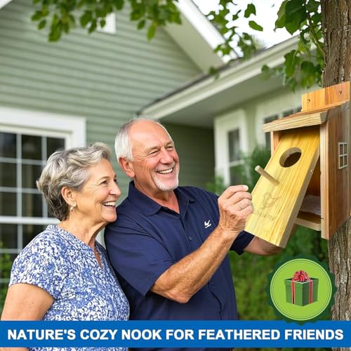 Large Bird House, Bird Houses for Outside Clearance, Cedar Birdhouses for Outdoors, Wood Birdhouse with Secure Latch, Bluebird Houses for Wren Swallow Finch Hummingbird