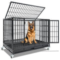 Homey Pet Heavy Duty Dog Crate for Large Dogs, Indestructible Kennel | 47 Inch Stackable Large Dog Cage with Lockable Wheels, Removable Tray & Grid, Multi Locks Strong & Solid Escape Proof - size: 46.5"L x 28.5"W x 35"H