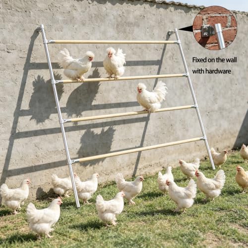 Chicken Perch Roosting Bars for Chickens in Coop, Can Be Mounted on Wall or Chicken Cage, Adjustable Height & Spacing 4-Tier, Large Chicken Roost for Backyard Poultry (Upgraded Version)