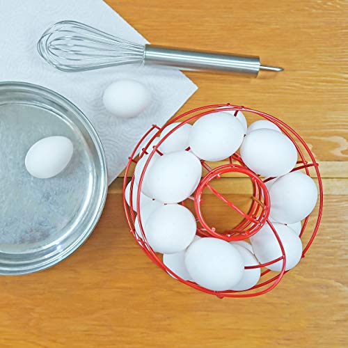 Egg Skelter Deluxe – Modern Spiraling Dispenser Rack, Red, Stylish Kitchen Storage for Eggs - color: Red