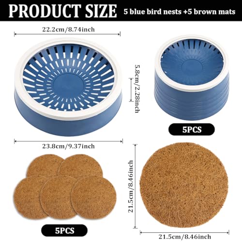 5 Pcs Pigeon Nest Bird Nest Bowls Nest for Pigeons Breeding Hatching (White Side+ Pad), Random - style: White Side+ Pad
