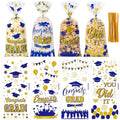 QOIUSO 100 PCS Graduation Cellophane Treat Bags - Congrats Graduates Candy Plastic Clear Goodies Wrapping Bags with 110 PCS Twist Ties for Graduation Day Grad Party Supplies - color: Graduation-100pcs