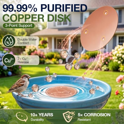 Bird Bath Water Agitator with 2 Round 99.99% Pure Copper Disk, Battery Powered Bird Bath Circulator, Quiet Waterproof Mover Keeps Water Fresh for All Season Use (Butterfly Paddle) - style: Butterfly Paddle