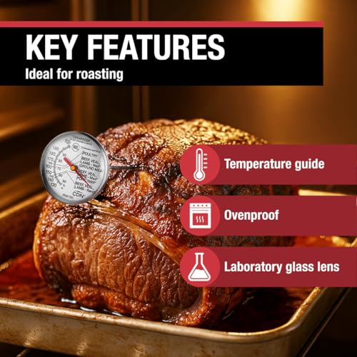 CDN Ovenproof Meat Thermometer | NSF® Certified | ProAccurate® | 1.75" Dial | For Oven & Grill Cooking | Durable Stainless Stem | Fast & Accurate Readings | IRM190 - size: 1.75" Dial