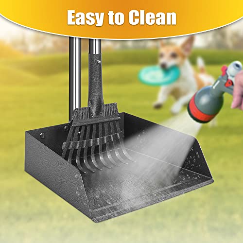 Larger Dog Pooper Scooper for Large Dogs Long Handle Stainless Metal | Tray and Rake Set for Large Medium Small Dogs Heavy Duty (Green) (Extra Large) - size: 2. Rake & Large Tray