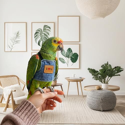 Bird Flight Harness Vest, Parrot Flight Suit with Leash Adjustable Bird Flying Clothes Outdoor Training Traction Rope for Parakeets Cockatiels Conures Budgies Cockatiel-Blue,L - color: Blue