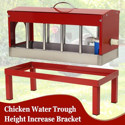 Automatic Chicken Waterer Stainless Steels Large Poultry Waterer Dispenser 11 Windows with Float Valve Kit Hose Accessorie for Duck Goose Pigeon Quail Turkeys