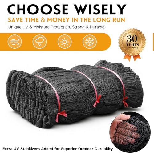 Heavy Knotted Poultry Netting for Chicken Run, 2" Mesh, 50x50 ft HDPE Chicken Coop Netting Cover, Hawk Netting for Chickens, Guards Poultry, Pets & Birds Against Raccoons & Predators - style: 50' x 50' - 2"