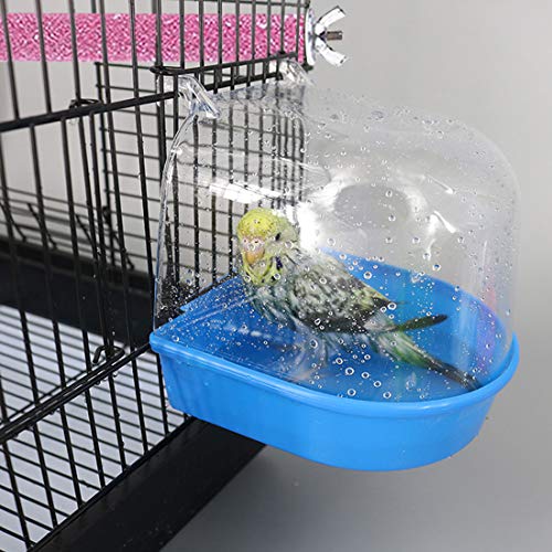 PINVNBY Parrot Bath Box Bird Bathtub Parakeet Bathing Tube with Bird Perches Stand Paw Grinding Cage Accessories Ideal for Small Birds Lovebirds Canary Finches(3 PCS Random Color)
