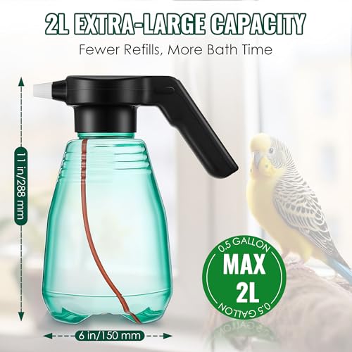 Electric Bird Bath Sprayer USB Rechargeable Auto Mister | Large Capacity Tank, Adjustable Nozzle and One Button Fine Mist for Parrots, Cockatiels, Budgies and Macaws