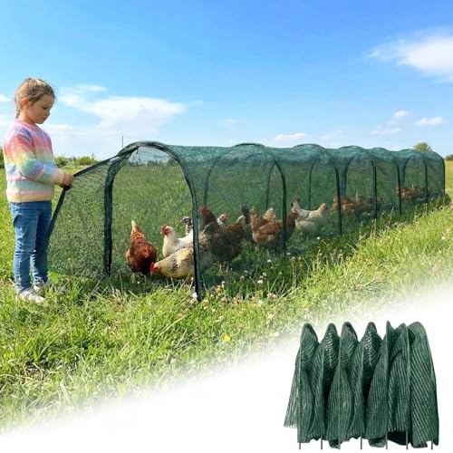 Chicken Runs for Yard,79" & 157" Extra Long Foldable Chicken Tunnels for Outside,All-in-One Kit with Sun Protection Net, Removable Door, Frame & Tools (Green, 236 * 21 * 32 inches) - size: 236*21*32 inches