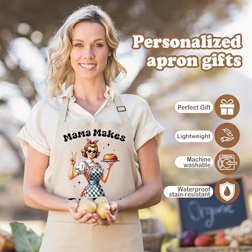 Mama Makes the Dough Sourdough Apron for Women with Deep Pockets - Funny Bakers Apron, Unique Sourdough Gifts for Women & Bread Bakers, Adjustable Kitchen Apron for Mom, Mother’s Day Baking Gift - B27 - color: Mama Makes the Dough
