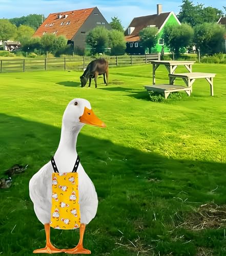 Chicken Diapers for Hens, Roosters, Diapers for Ducks, Ducklings, Reusable Pet Diaper with Bow Ties Waterproof Poultry Nappies for Geese Pet Ducks-White Duck,S - size: S