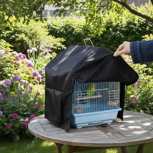 Bird Cage Cover Blackout for Good Night, 11.6 x 8.6 x 15.7 in Dustproof Birdcage Case, Winter Enclosure Cover, Large Universal Bedding Covering for Parrot, Parakeet, Macaw, Lovebirds, Animal Privacy