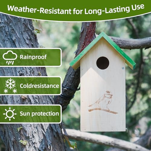 Wooden Bird Houses for Outside Hanging, Decorative Outdoor Clearence Birdhouse, Bird House, Cedar Bird House Outdoor, Bluebird Finch Swallow Wren Chickadee, Birdhouses for Outdoors, Bird Box
