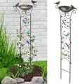 BAYN 43.5 Inch Metal Bird Bath Bowl with Garden Trellis Outdoor | Easy Install, Garden Birdbath and Plants Trellis 2 in 1, Decorative with Dragonfly, Functional Decor for Yard Patio Lawn - style: Dragonfly