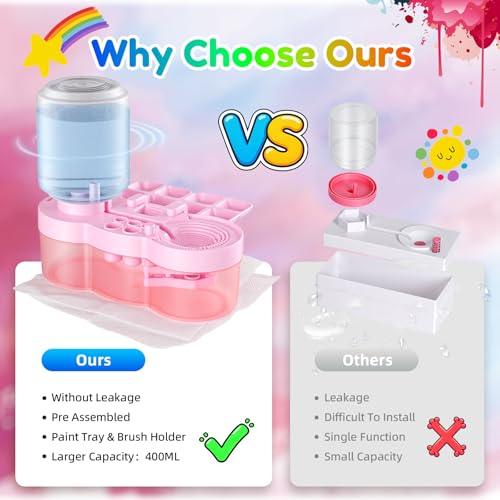 Paint Brush Cleaner Tool - Brush Washer Painting Station, Paintbrush Cleaners Water Dispenser Circulation, Art Acrylic Cleaning Watercolor Rinser for Kids Adult Artist - style: New Pink