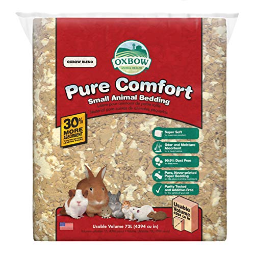 Oxbow Small Animal Bedding, Hamster, Guinea Pig, Rabbit, Blend, USA, 72 L | Pure Comfort, Hamster Bedding, Guinea Pig Bedding, Low Dust, Virgin Paper, Litter Box, Bunny, Rats, Gerbils, Chinchillas - color: Blend, size: 72 Liter