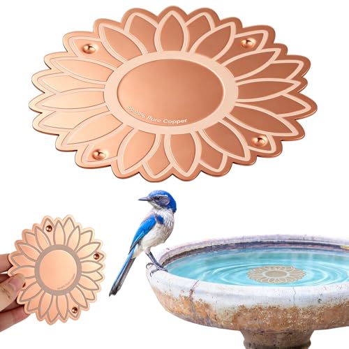 ‌Sunflower-Shaped Copper Bird Bath Purification Disk & Solar Heater Deicer Combo, Hanging Warmer for Physical Safe Water Purify Outdoor Bird Bowls All-Season