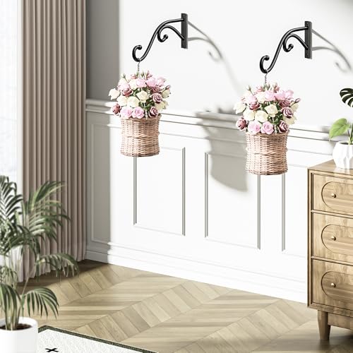 Plant Hook Hanging Plant Brackets - 2 Pack 10 Inch Plant Hanger. | Metal Plant Wall Hooks for Hanging Flower Basket, Lanterns, Bird Feeder, Wind Chimes Indoor & Outdoor. - size: 10 Inch