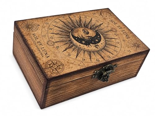 RK Collections Wooden Jewelry Boxes | Trinket Boxes (Tarot Box) Vintage Wooden Prayer Box for Religious Gift. Trinket case Holder (6.5 x 4.25 x 2.25 inches) - style: Tarot Box