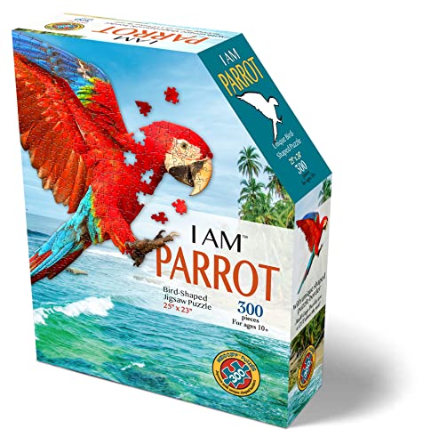 Madd CAPP Parrot 300 Piece Jigsaw Puzzle for Ages 10 and up - 6022 Unique-Shaped Border, Challenging Random Cut Pieces, Deluxe Five-Sided Tamperproof, Includes Educational Fun Facts (Parrot 300/6022)