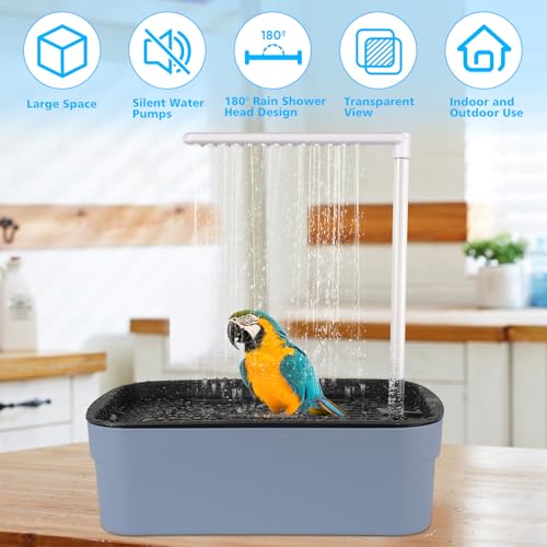 Automatic Bird Bath for Cage Indoor Parrot Bath with Shower Water Circulated Controller Bird Cage Accessory for Parakeets Cockatiel African Grey Lovebird