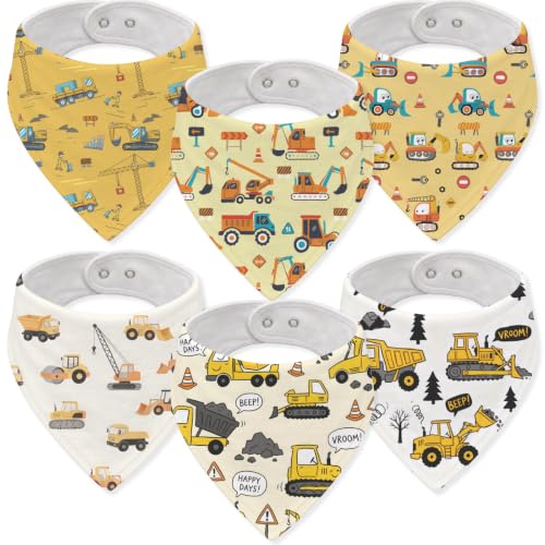 Baby Organic Cotton Teething Cloth Newborn Baby Burp Cloth Bandana Drool Cloth for Drooling Cotton Baby Gifts - color: Construction Truck