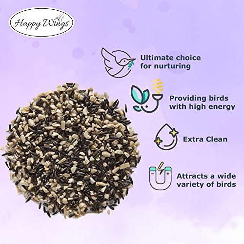 Happy Wings Finch Blend Bird Food - Mix of Sunflower Hearts/Kernels and Nyjer, 5 Pounds - No Grow Seed - For Wild Birds - size: 5 Pound (Pack of 1)