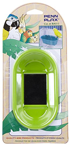 Penn-Plax Bird Bath with Mirror - Engaging Cage Accessory for Bathing, Play, and Feather Care - Easy to Clean & Install - Ideal for Parakeets, Canaries and Small Birds, 5.75 x 3.25 x 1.75 Inches