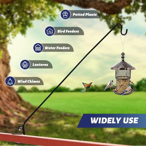 ERYTLLY 2 Packs 3 Inch Clamp 28" Long Deck Hook Wall Pole Wall ounted Deck Hook Extensible and Adjustable Wal!Bracket for Hanging Bird Feeder,Plants,Wind Chimes - size: Deck Hook - 28 Inch - 2 Packs
