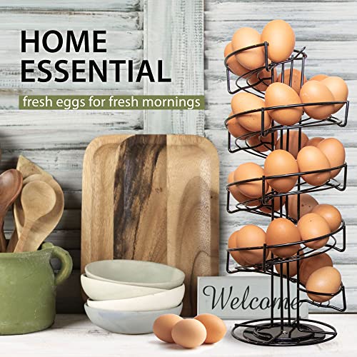 Shop Square Spiral Egg Holder Countertop - Holds 3 Dozen - Fresh Egg Storage Skelter Rack for Counter with Non-Slip Base, Black