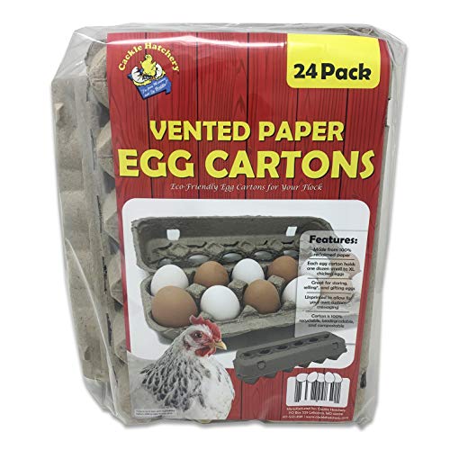 Vented Paper Pulp Egg Cartons Holds 1 Dozen Chicken Eggs (24 Pack)