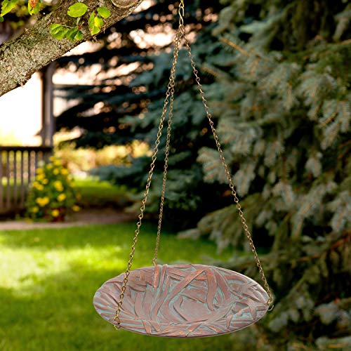 Whitehall Products Dragonfly Hanging Birdbath, Copper Verdi
