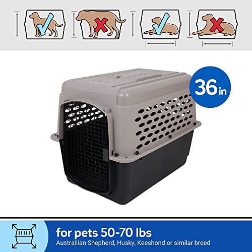 Petmate Vari Dog Kennel - Portable Dog Carriers & Crates for Large Dogs, Airline-Friendly, Durable Plastic, Pet Carrier For Home and Travel, 36 Inches, Taupe and Black - size: 36.0"L x 25.0"W x 27.0"H