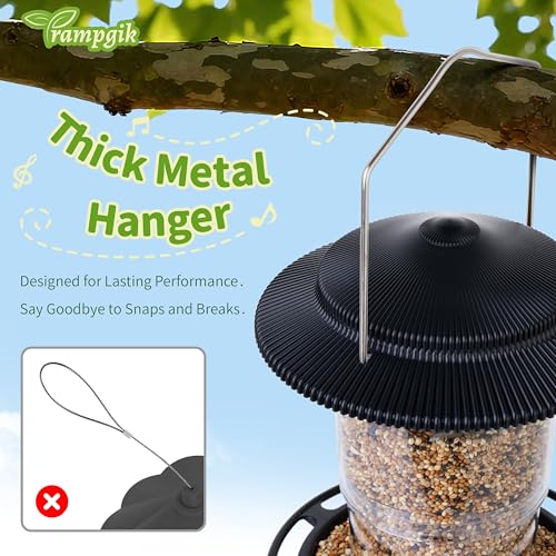 Outdoor Bird Feeder, Retractable Bird Feeder Hanging, Metal Hanger, Rainproof & Leak-Proof, Black, Pack of 2 - color: Black, Retractable Hanging，Pack of 2