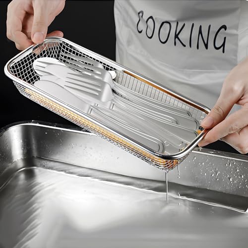 Utensil Drying Rack, 2 Pack Utensils Holder Dishwasher Silverware Basket | Compact Dish Rack, Kitchen Counter Drainer, Chopsticks, Spoons, Forks, Knifes Drainer Organizer - size: S, M, L