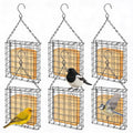 Suet Bird Feeders Outdoor, 6 Pack Hanging Wild Bird Feeder with Single Cake Capacity, Weatherproof Metal Suet Feeder for Garden Yard Decoration, Easy to Clean & Hang (Black)