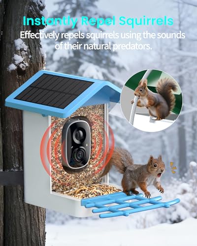 G11 Smart Bird Feeder with Camera, 2.5K, AI Bird ID, 5W Solar, Blue | AI identifies 16,000+ species; 170-degree view, dual night vision, 5000mAh battery, IP65 and 2.4GHz WiFi. - color: Blue