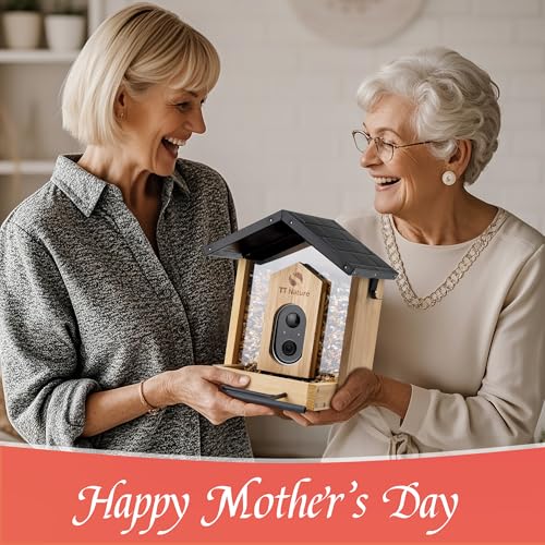 Bird Feeder with Camera Solar Powered, Upgraded 1.5L Smart Bird Feeder Camera for Bird Watching, Auto Capture & Instant Real-time Notifications, Ideal Gift for Bird Lovers