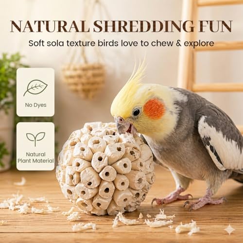 Bird Toys Sola Balls 2.36'' - 6PCS, Bird Foraging Toy, Soft Sola Atta Ball, Parrot Chew Shred Toy for Sharpening Claws and Beaks for Cockatiel, Parakeets, Conure, Love Birds, Budgie and Small Birds - color: 6 PK