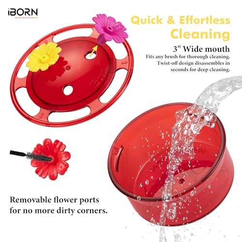 iBorn Circular Hanging Hummingbird feeders for Outdoors 3PCS 3OZ Mini Hummingbird Feeder Humming Bird Feeder, Silicone Feeding Ports, Bee-Proof, New