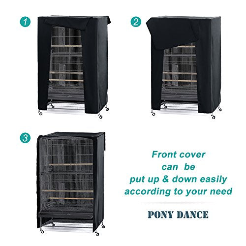 PONY DANCE Pets Product Universal Birdcage Cover Blackout & Breathable Birdcage Cover for Pets' Good Night, Large, Black, 31 L x 21 W x 41 in H - color: Black, size: 31.0"L x 21.0"W x 41.0"H