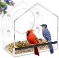 Window Bird Feeder with Strong Suction Cups - Removable Tray | Extra deep 4.35" detachable tray, 2.36" heavy duty suction cup, clear bird feeder for window, fits finches, cardinals - color: Clear, size: 4.35 IN