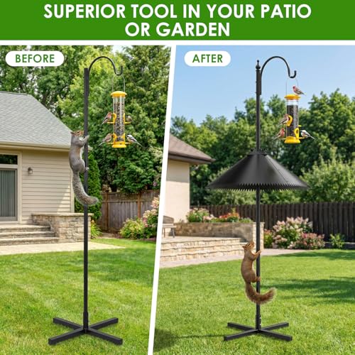 Metal Squirrel Baffle for Bird Feeder Pole – Heavy Duty Adjustable Squirrel Guard with Spikes, Fits 4x4 Post & Shepherd’s Hook, Outdoor Raccoon & Squirrel Deterrent for Tree Trunk (19 Inch)