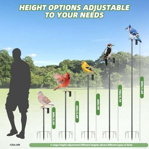 2026 New Heavy Duty Bird Feeder Pole,92 Inch Adjustable Bird House Pole for Outdoors,9-Prong Base & 1-Inch Dia Metal Mounting Kit,Bird Feeder Stand for Decor, Birdwatching & Weather Stations - size: essential 92 inch
